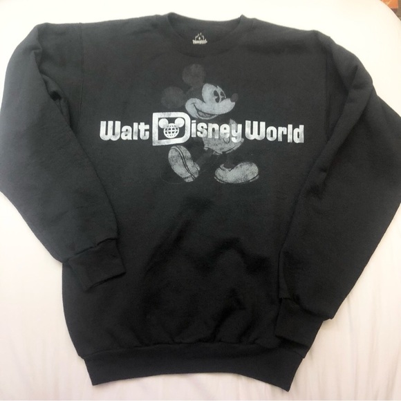 Walt Disney World Mickey Black Vintage Style Long sleeve Sweatshirt Size Small - Picture 1 of 9
